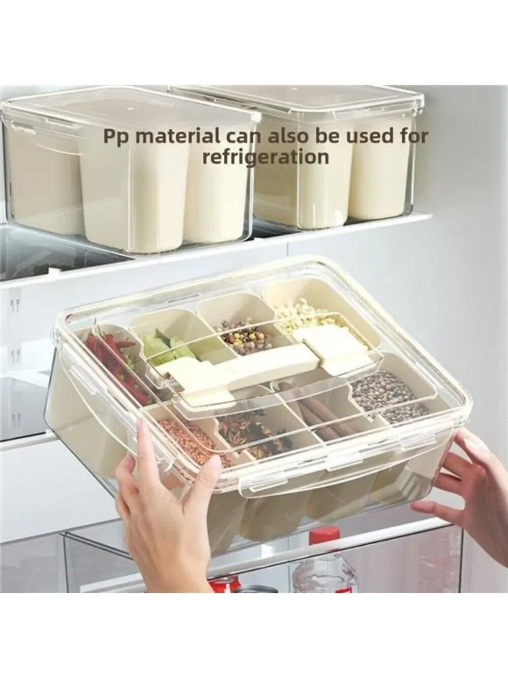 Kitchen storage container with 8 partition boxes airtight seasoning snack fruit